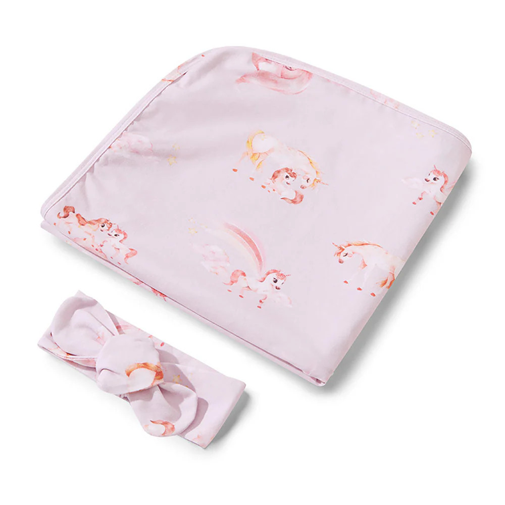 Snuggle Hunny Baby Jersey Wrap & Topknot Set