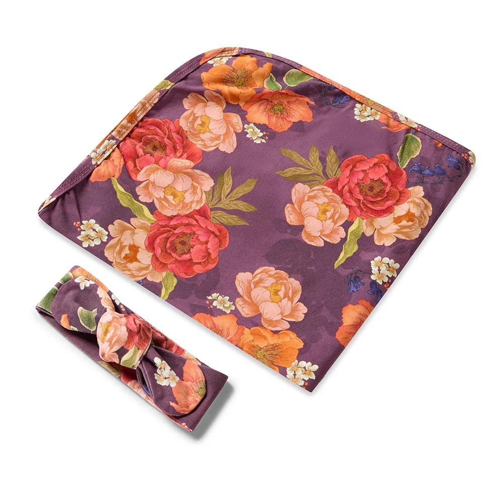 Snuggle Hunny Baby Jersey Wrap & Topknot Set