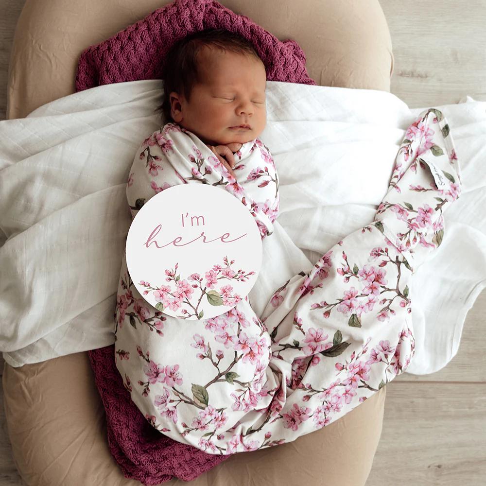 Snuggle Hunny Baby Jersey Wrap & Topknot Set