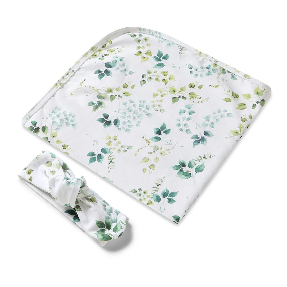 Snuggle Hunny Baby Jersey Wrap & Topknot Set