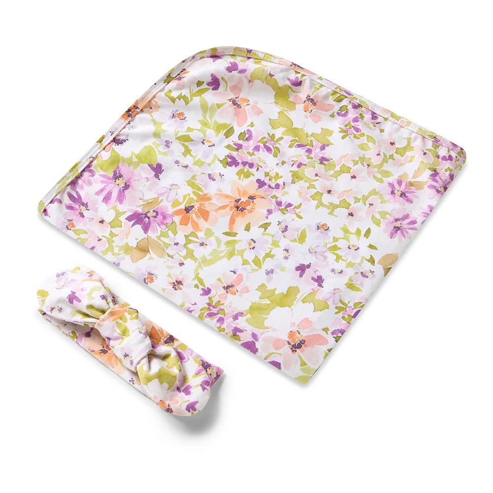 Snuggle Hunny Baby Jersey Wrap & Topknot Set