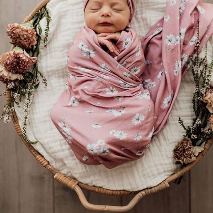 Snuggle Hunny Baby Jersey Wrap & Topknot Set