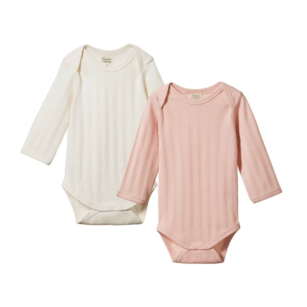 Nature Baby Organic Cotton Derby Rib Bodysuit - 2 pack