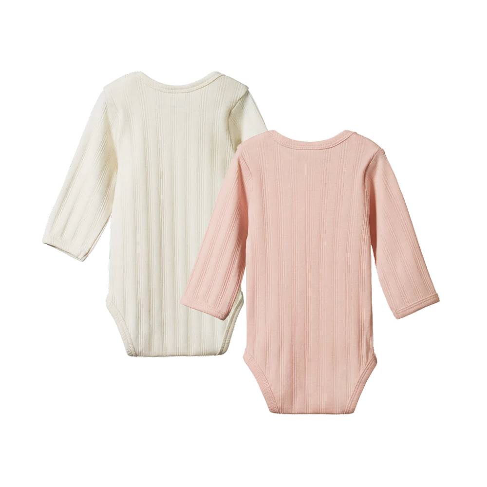 Nature Baby Organic Cotton Derby Rib Bodysuit - 2 pack
