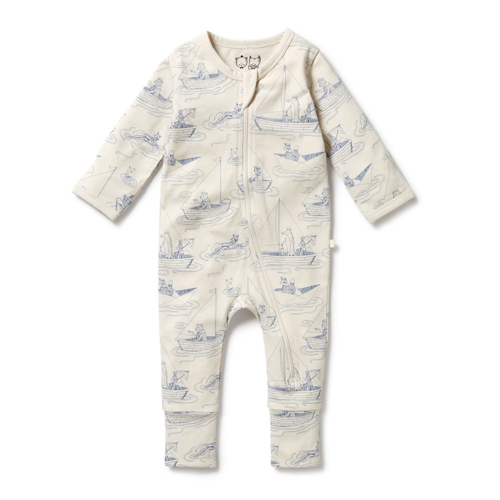 Wilson + Frenchy Long Sleeve Organic Zipsuit with feet