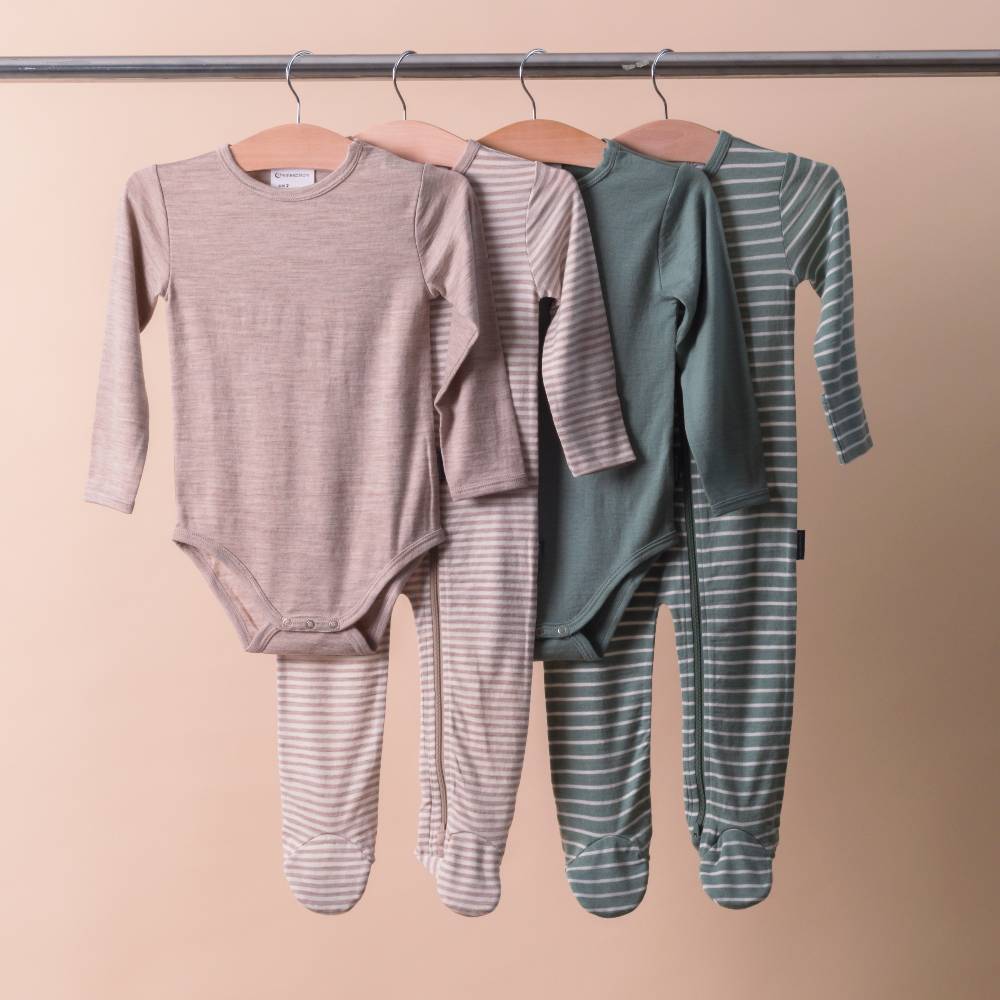 The Sleep Store Jersey New Zealand Merino Wool Long Sleeve Bodysuit - Newborn - 2 years