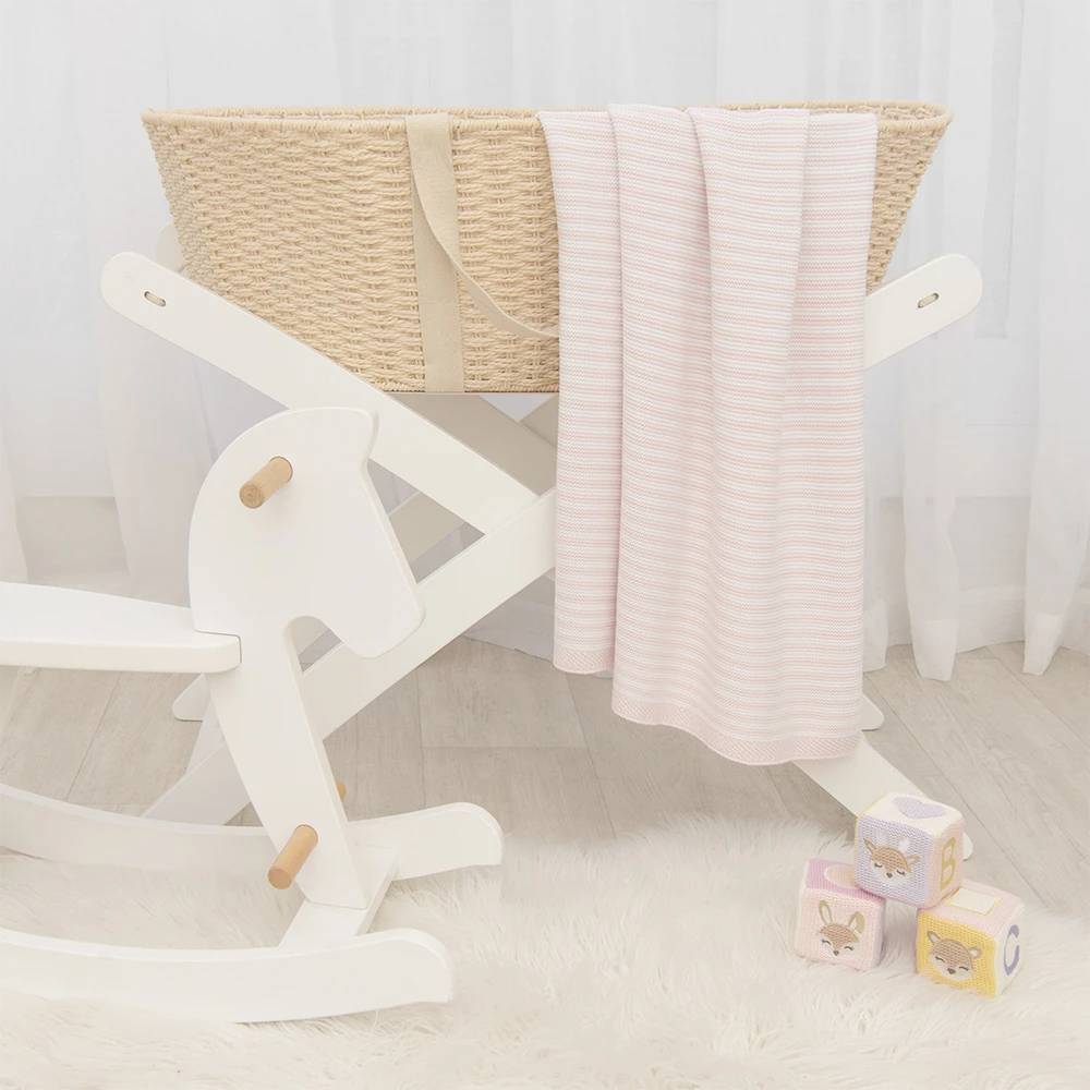 Living Textiles Cotton Knit Stripe Blanket