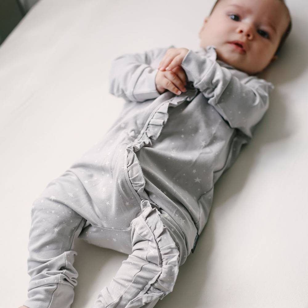 Organic Cotton Ruffle Zip Suit