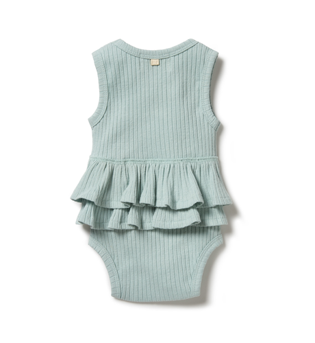OUTLET W&F Ribbed Ruffle Bodysuit - Pistachio - 0-3 months