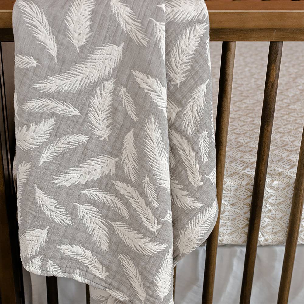 Crane Baby Jacquard Blanket - Ezra - Grey Feather