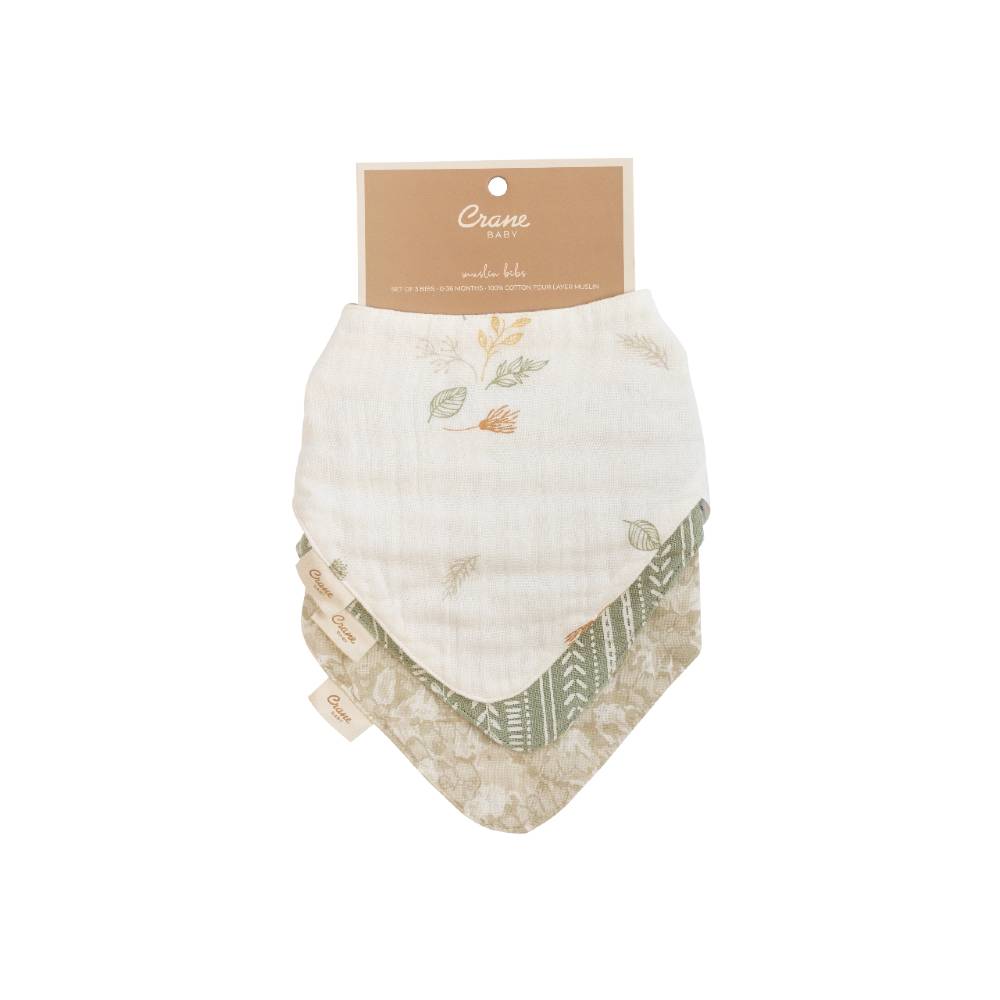 Crane Baby Muslin Bandana Bib 3pk