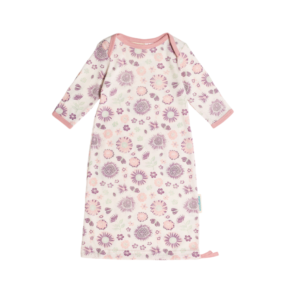 Woolbabe Merino/Organic Cotton Drawstring Gown - Vintage