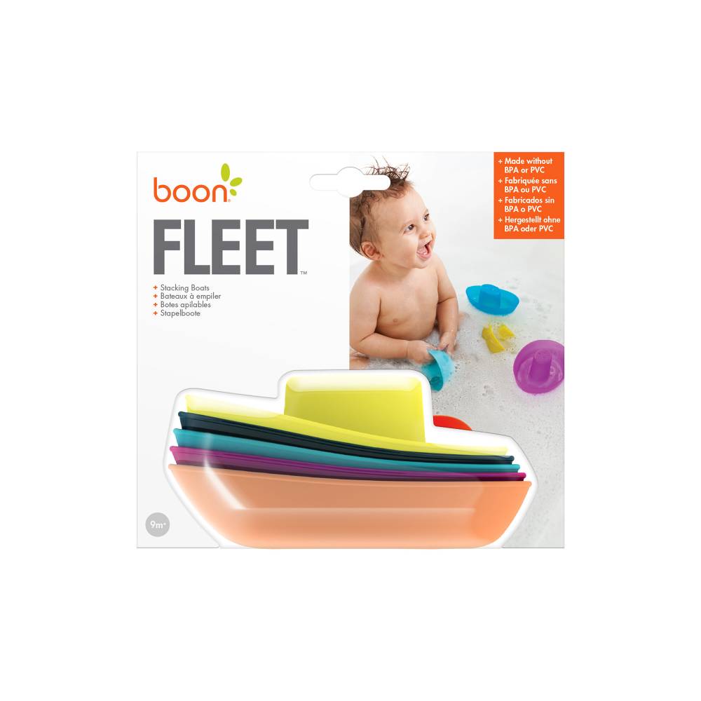 Boon Fleet Stacking Boats 5pc - Navy/Yellow