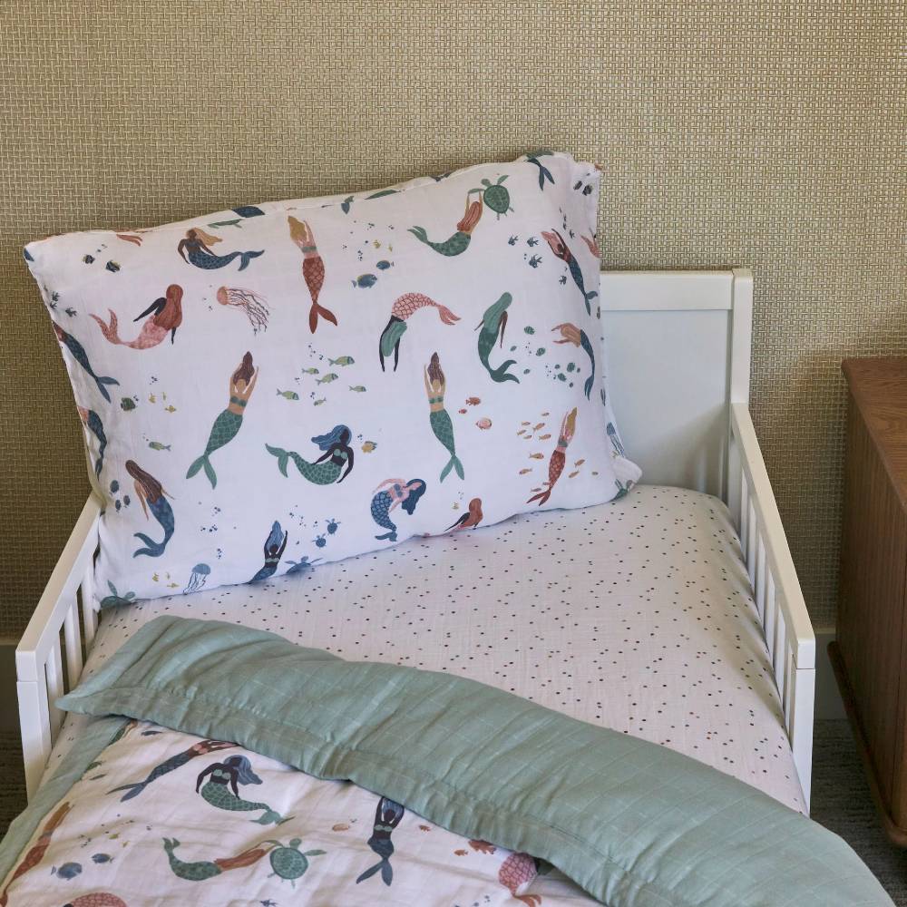 Muslin Bedding Set (Cot sheet, comforter + pillowcase) - Clearance