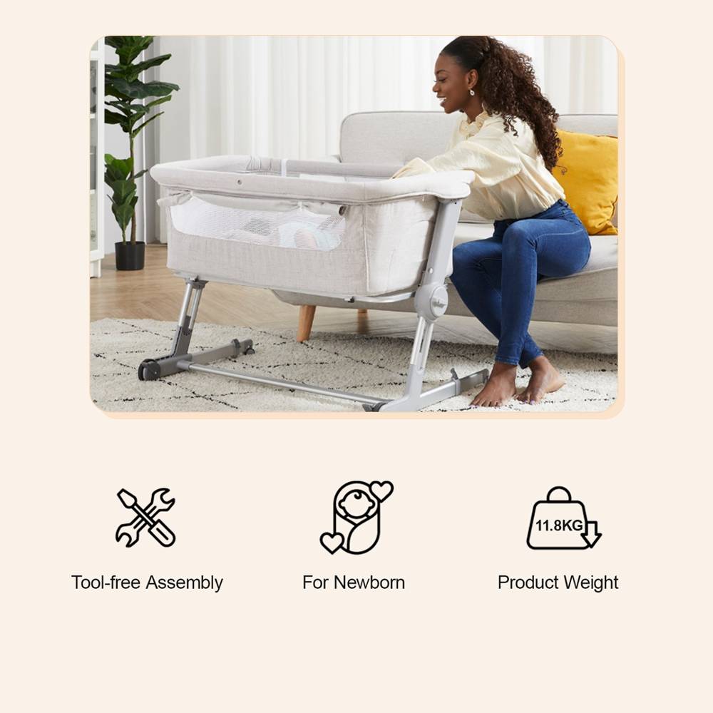 Unilove Hug Me Plus 3-in-1 Bedside Bassinet with Mosquito Net