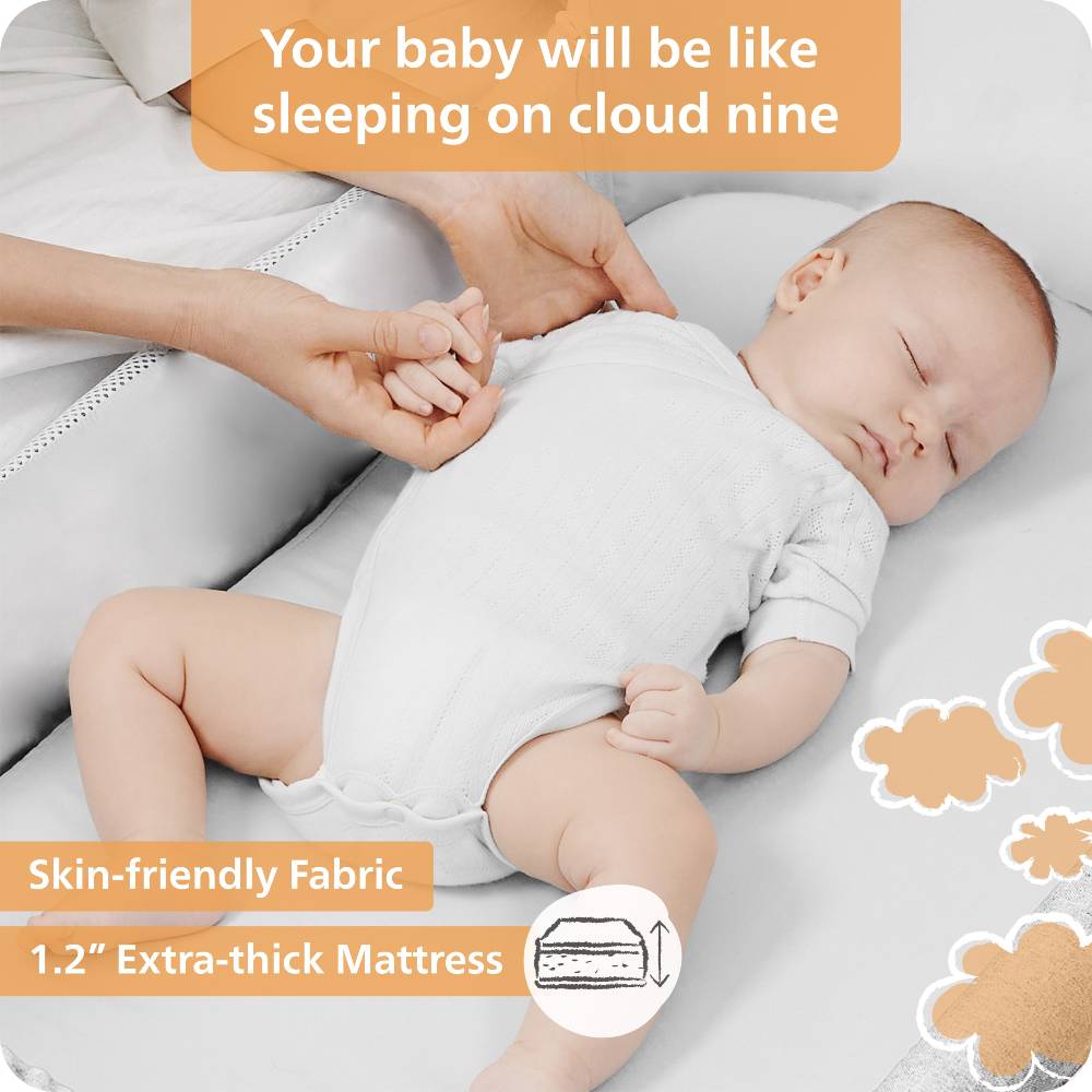 Unilove Hug Me Plus 3-in-1 Bedside Bassinet with Mosquito Net