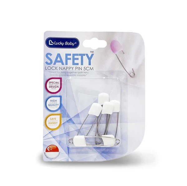 Lucky Baby - Safety Lock Nappy Pin 6pk