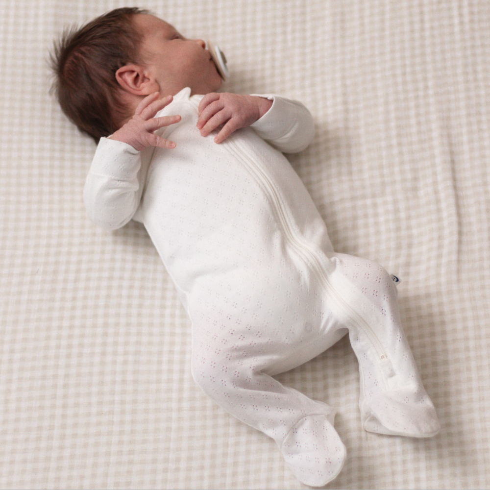 The Sleep Store Organic Cotton Pointelle Footed Zipsuit