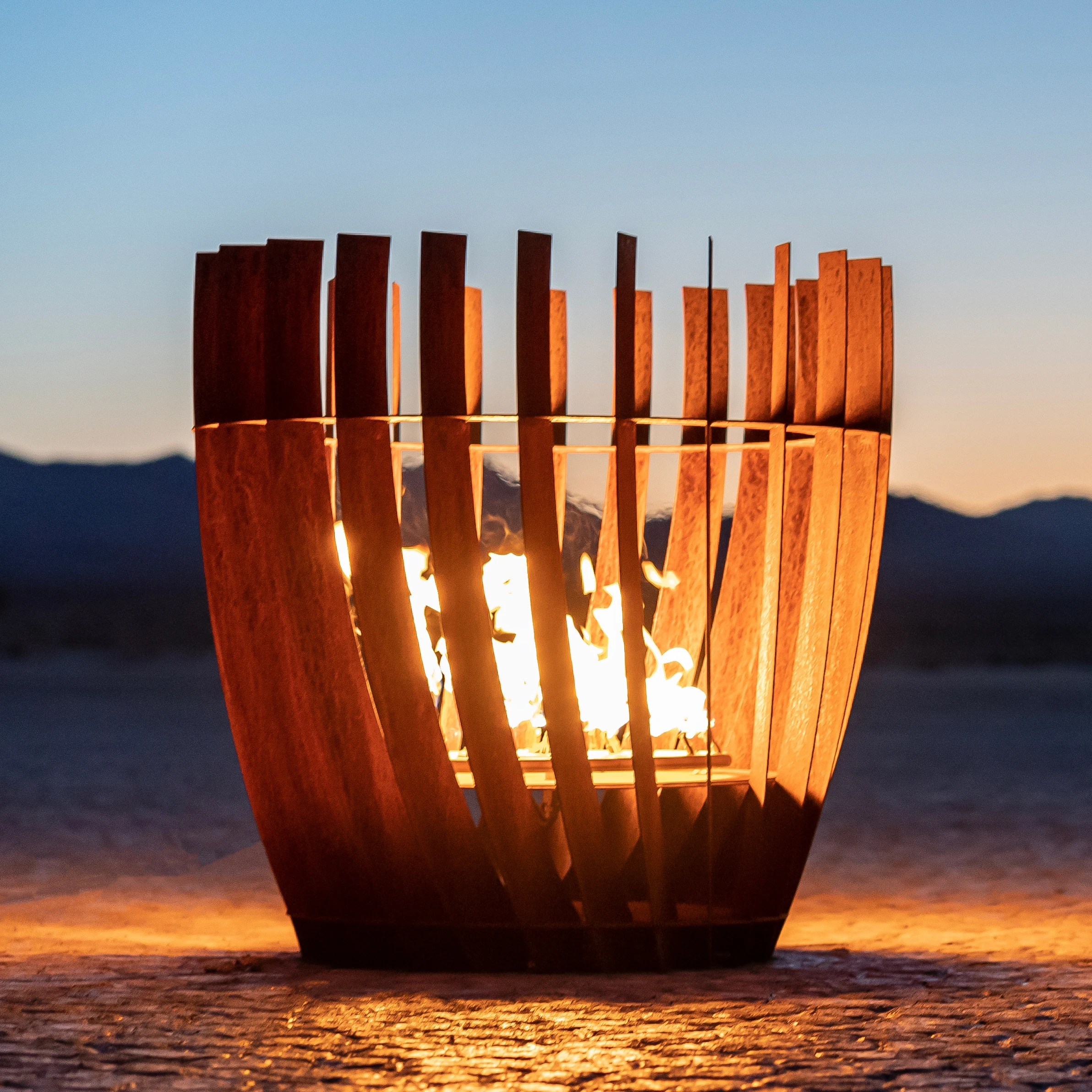 Collection of sculptural outdoor fire features