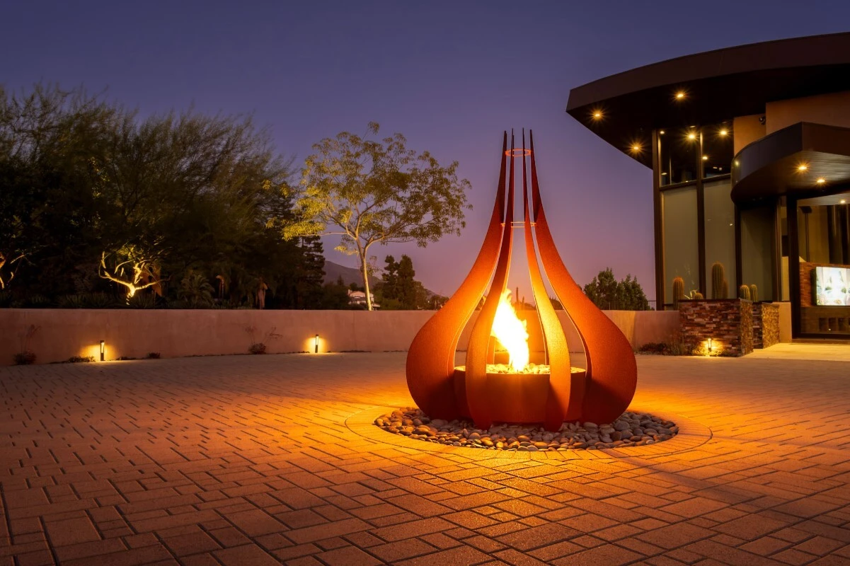 Aurora fire sculpture in corten steel