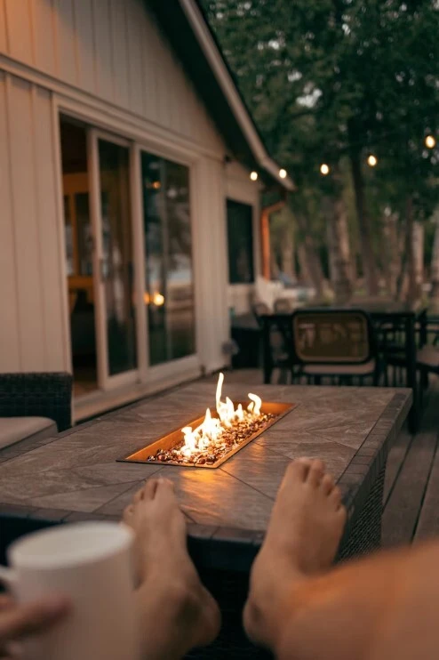 Bespoke luxury outdoor living space at night