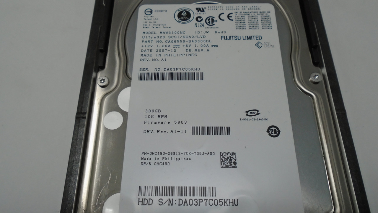 FUJITSU LIMITED, Ultra320 SCSI/SCA2/LVD, MAW3300NC, CA06550B40300DL