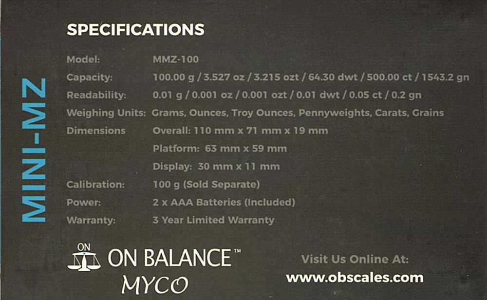 MYCO Mini MZ-100 scales specs