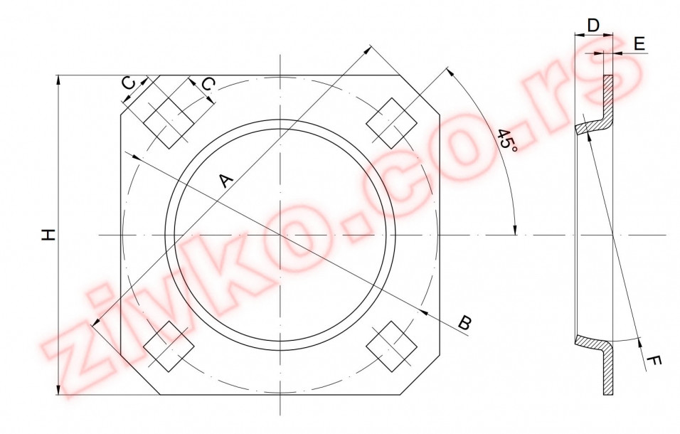 Technische Zeichnung 80MSZP-SQ