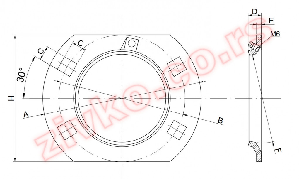 Technische Zeichnung PF206G-B90mm