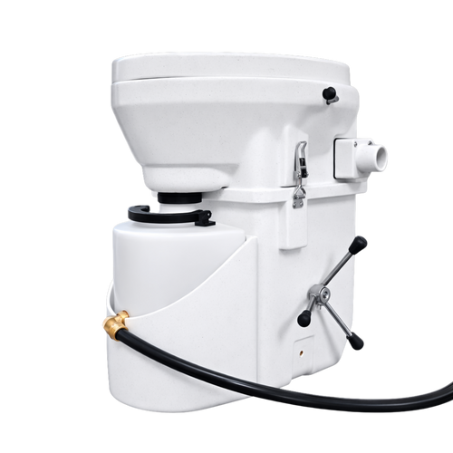 Nature's Head composting toilet with urine diverter allows liquid waste to drain to an external tank, reducing bottle emptying for RV, marine, and off-grid setups.