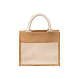 Mini borsa in juta con tasca e manici in cotone [24105] 