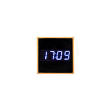 Orologio sveglia e display temperatura a LED bianco, in bambù [22468] 