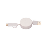 Cavo retrattile in bambù con adattatore USB-type C/lightning/microUSB . [22438] 