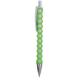 Penna a scatto in plastica con fusto, clip e pulsante bianchi, rivestimento gommato [17818] 