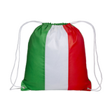 Zainetto tricolore in  poliestere 210 T con chiusura a strozzo e angoli rinforzati [14142] 
