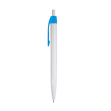 Penna a scatto in plastica, fusto bianco e clip colorata [12838] 