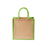 Mini borsa in juta con manici e inserti colorati [24106] 