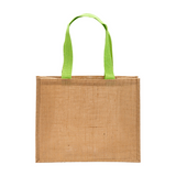 Borsa in juta, manici lunghi colorati e soffietto [24104] 