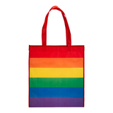 Shopper arcobaleno in r-pet  80g/m2, manici lunghi e soffietto [23115] 