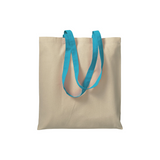 Shopper in cotone naturale 220 g/m2, manici lunghi colorati [17106] 