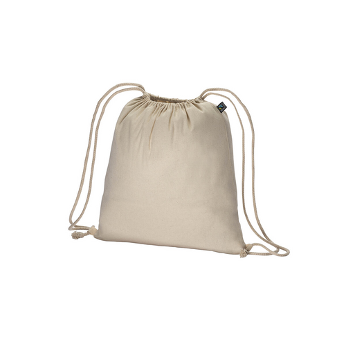 Zainetto in cotone FAIRTRADE ® 140 g/m2 con chiusura a strozzo [24136] 
