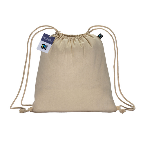 Zainetto in cotone FAIRTRADE ® 140 g/m2 con chiusura a strozzo [24136] 