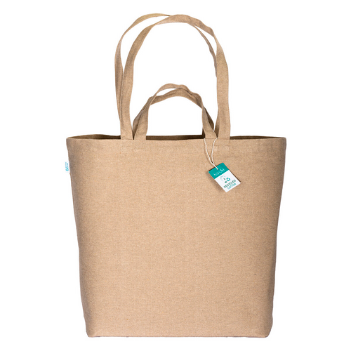Shopper con soffietto alla base in cotone riciclato 280 g/m2, con doppi manici [24131] 