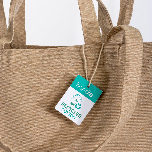 Shopper con soffietto alla base in cotone riciclato 280 g/m2, con doppi manici [24131] 