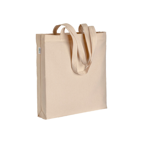 Shopper in cotone biologico 220 g/m2, manici lunghi e soffietto [24116] 
