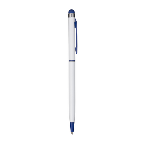 Penna twist con fusto e clip in metallo, con gommino per touch screen in tinta [23807] 