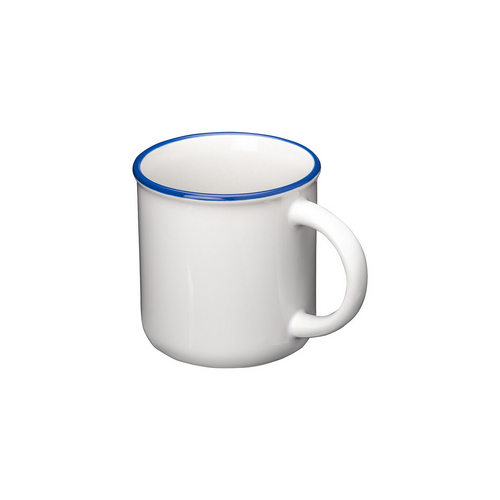 Tazza vintage in ceramica da 240 ml con rivestimento  per sublimazione. e bordo colorato [23418S] 