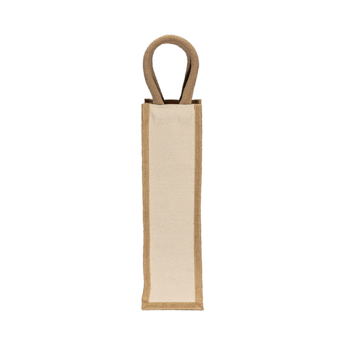Borsa portabottiglia in juta e cotone da 280 gr/m2, con manici in corda [23409] 