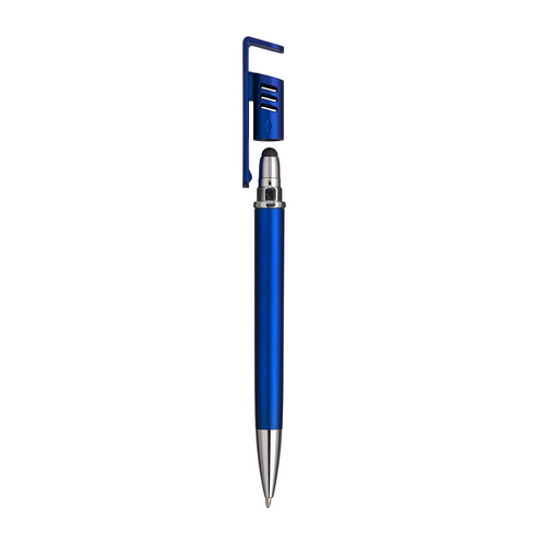 Penna twist in plastica con fusto metallizzato, stand portacellulare [22802] 