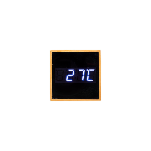 Orologio sveglia e display temperatura a LED bianco, in bambù [22468] 